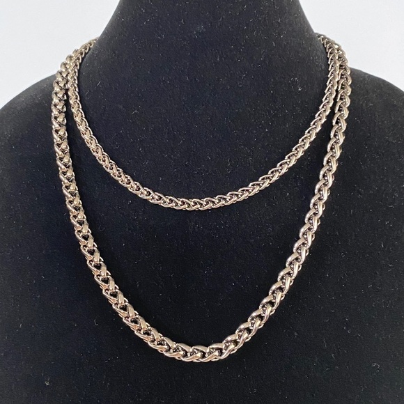 Necklace Gun Metal Rope Chain Double Strands - Picture 1 of 9